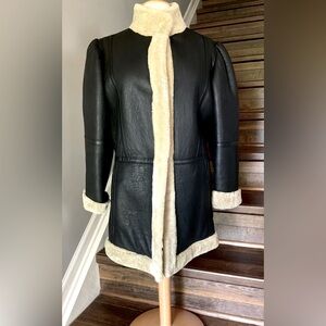 Amazing Reversible Real Black Shearling  Leather Jacket Size Large